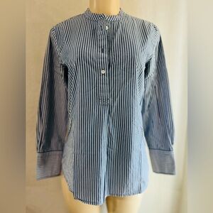 Madewell bandcollar tunic in stripe blue size XS 18” pit to pit 100% cotton